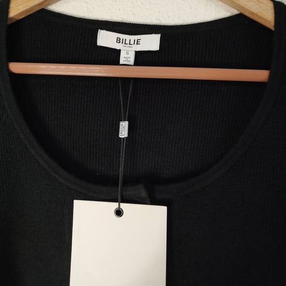 Billie the Label Sheryl Scoop Neck Stretch Black Cardigan Sweater Size Small - Picture 4 of 8